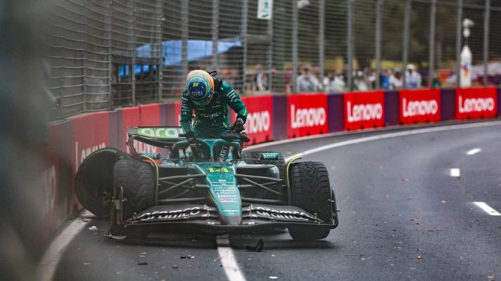 Fernando Alonso Aston Martin crash Australian Grand Prix PlanetF1