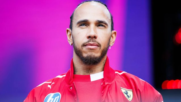 Ferrari's Lewis Hamilton looks up at the 2025 Australian Grand Prix
