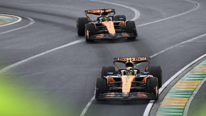 McLaren's Lando Norris and Oscar Piastri lead at the 2025 Australian Grand Prix.