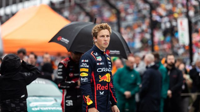 Liam Lawson standing on the grid