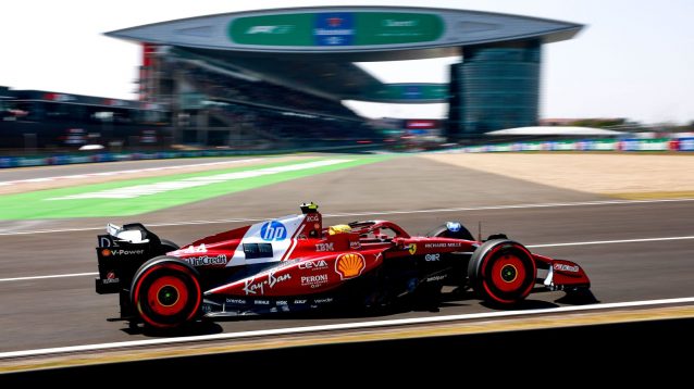 Ferrari's Lewis Hamilton heading for the pit lane at the 2025 Chinese Grand Prix