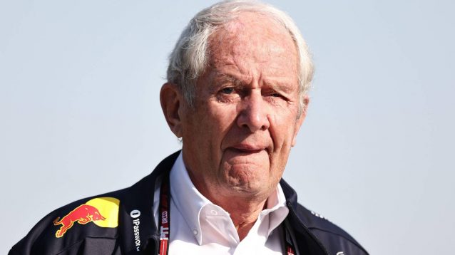 Red Bull senior advisor Helmut Marko looks at the camera at the 2025 Chinese Grand Prix
