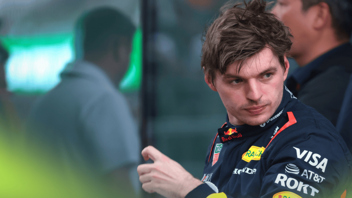 Max Verstappen looks frustrated as he makes his way through parc ferme in China