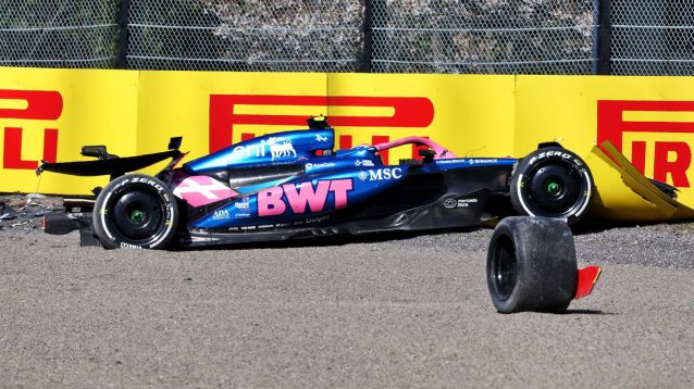 Jack Doohan in the wall at Suzuka after crashing in FP2 at the 2025 Japanese Grand Prrix