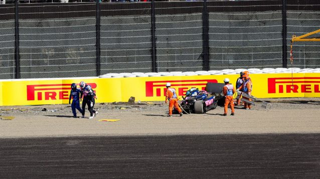 Jack Doohan walking away from his crashed Alpine