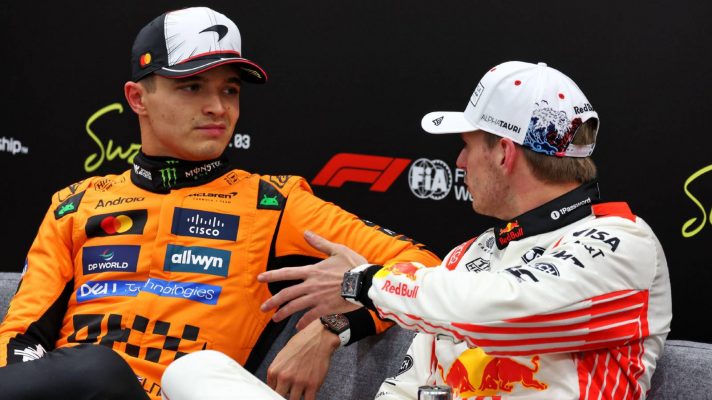 McLaren's Lando Norris and Red Bull's Max Verstappen at the 2025 Japanese Grand Prix.