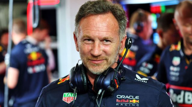 Red Bull team principal Christian Horner in the garage at the 2025 Saudi Arabian Grand Prix