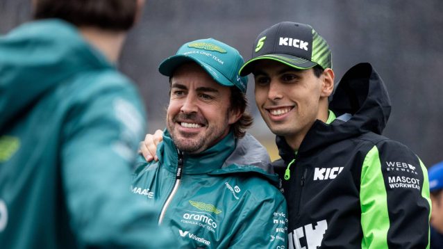 Aston Martin's Fernando Alonso and Sauber's Gabriel Bortoleto at the 2025 Japanese Grand Prix.