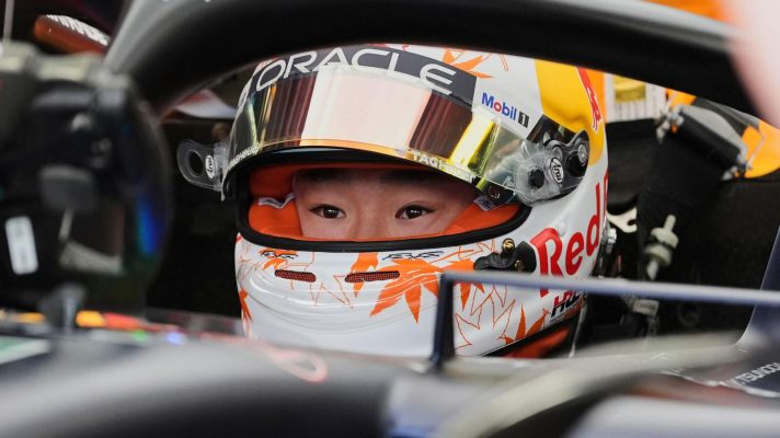 Yuki Tsunoda up close in the Red Bull
