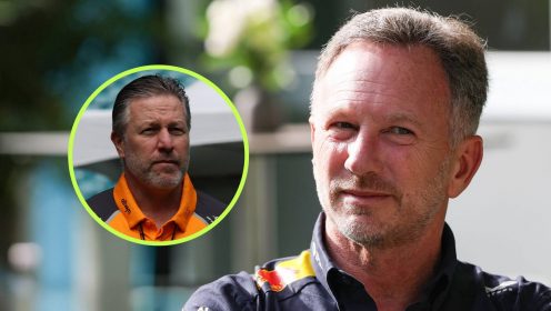 Christian Horner issues response to Zak Brown’s cheeky water bottle jibe