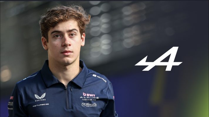 Franco Colapinto and the Alpine logo