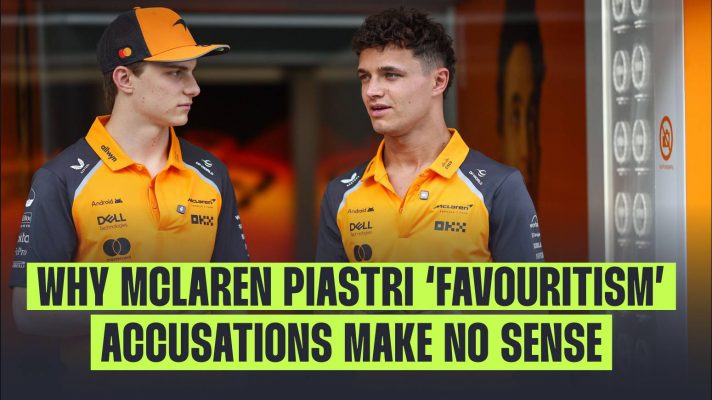 McLaren's Oscar Piastri and Lando Norris at the 2025 Miami Grand Prix.