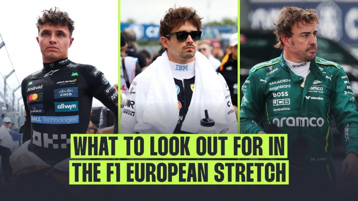 Lando Norris, Charles Leclerc and Fernando Alonso
