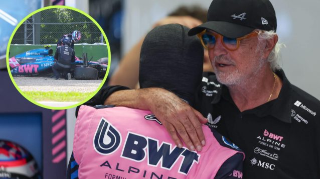 Flavio Briatore hugs Franco Colapinto