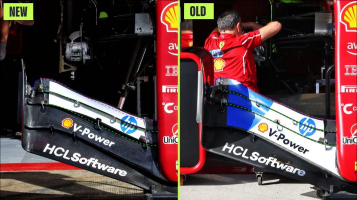 Ferrari SF-25 front wing comparison