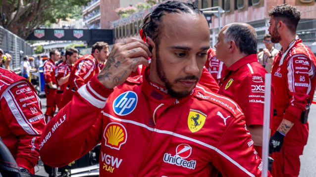 Ferrari's Lewis Hamilton pictured on the grid at the 2025 Monaco Grand Prix