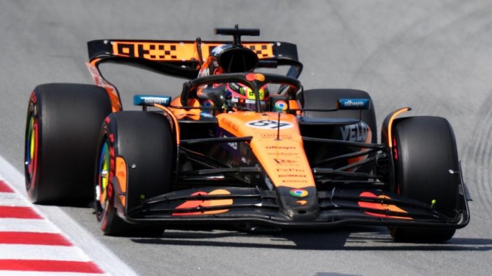 Oscar Piastri on track at the wheel of his McLaren during qualifying for the Spanish Grand Prix.