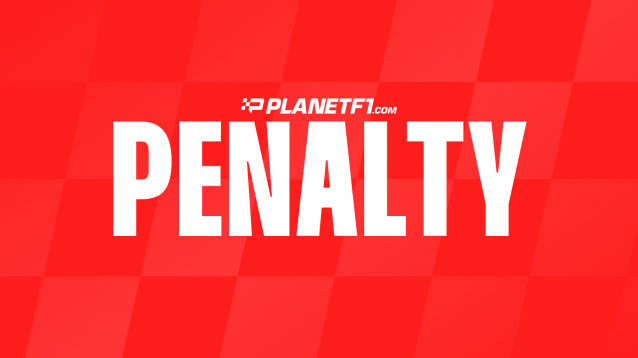 A bright-red image with chequered flag detail and large 'penalty' lettering and the PlanetF1.com logo