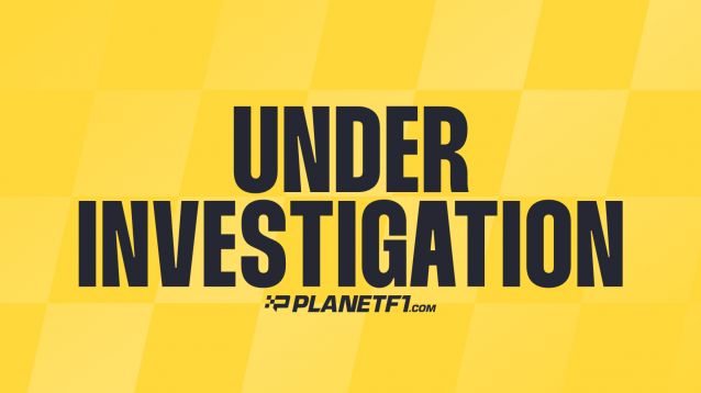A bright-yellow image with chequered flag detail and large 'under investigation' lettering and the PlanetF1.com logo