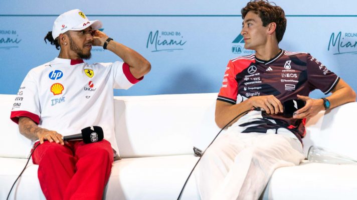 Lewis Hamilton Ferrari George Russell Mercedes Miami Grand Prix PlanetF1 F1 Formula 1