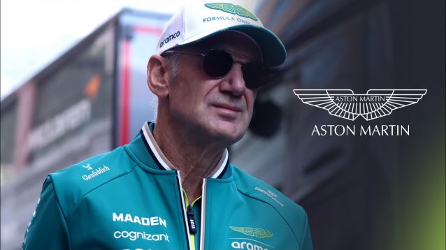 Adrian Newey pictured at the 2025 Monaco Grand Prix, with an Aston Martin badge on his right