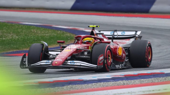 Lewis Hamilton in action in the Ferrari SF-25 at the 2025 Austrian Grand Prix