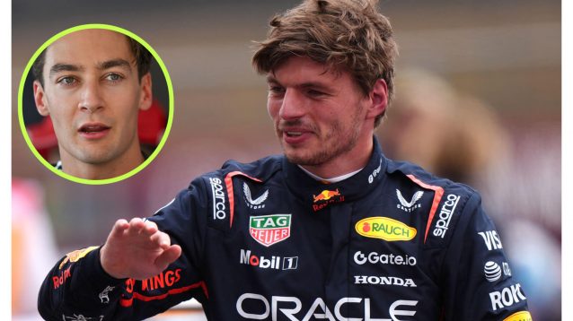 Max Verstappen with George Russell in the circle