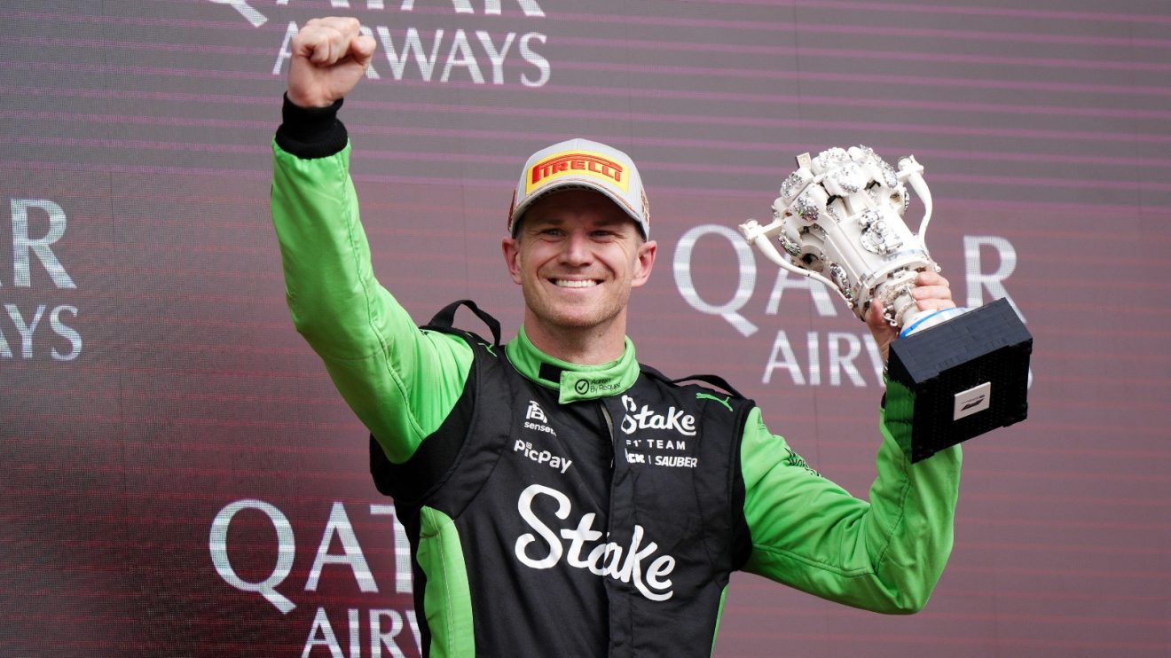 Nico Hulkenberg on the podium.