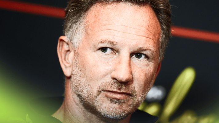 A close-up shot of Christian Horner in a press conference
