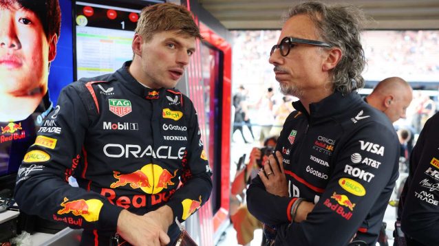 Laurent Mekies Max Verstappen Red Bull Racing Formula 1 F1 PlanetF1 Belgian Grand Prix