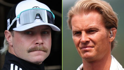 Valtteri Bottas pretends he can’t hear Nico Rosberg in Cadillac F1 grilling