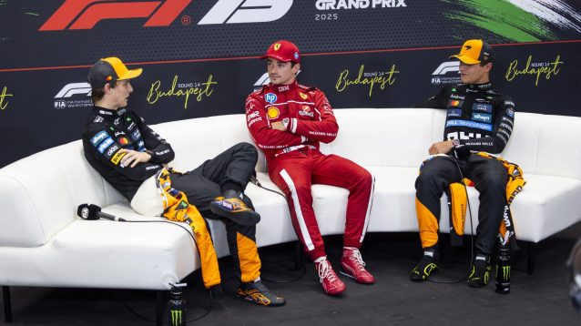 Oscar Piastri, Charles Leclerc and Lando Norris