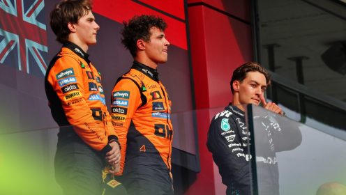 Russell drops hilarious McLaren ‘T-bone’ quip after Norris and Piastri near-miss