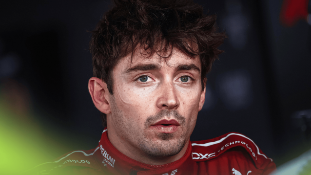 Charles Leclerc speaks to the media after a session in Hungary
