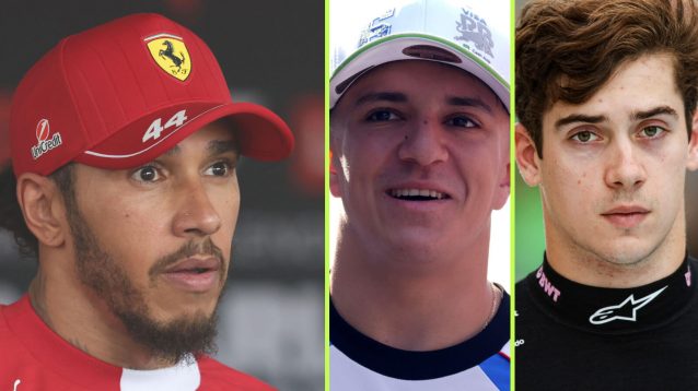 Lewis Hamilton, Isack Hadjar and Franco Colapinto