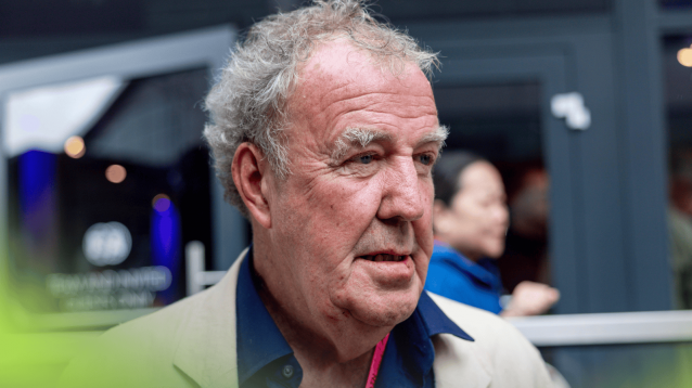 Jeremy Clarkson looks on in the paddock at Silverstone