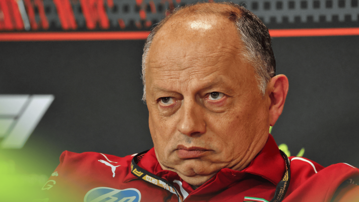 Fred Vasseur looks glum in a press conference