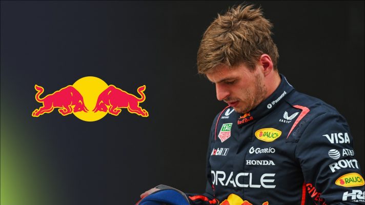 Max Verstappen and the Red Bull logo