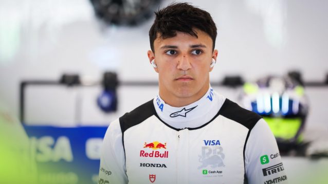 Racing Bulls driver Isack Hadjar pictured in the garage at the 2025 Saudi Arabian Grand Prix