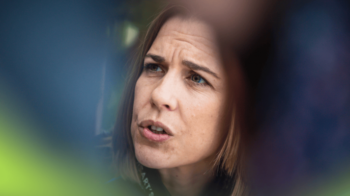Claire Williams speaks to the media