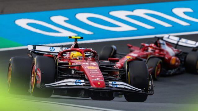 Charles Leclerc following Ferrari team-mate Lewis Hamilton at the 2025 Dutch Grand Prix