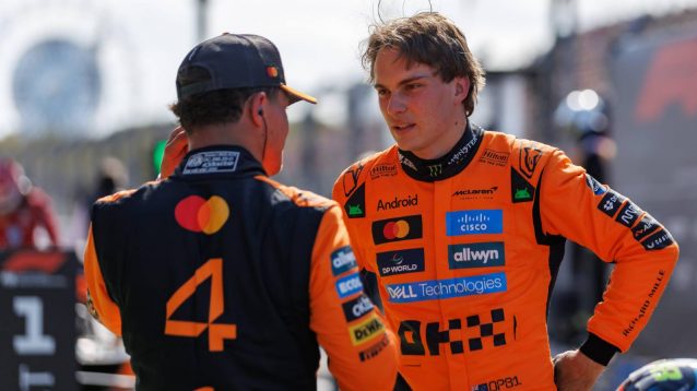 McLaren's Lando Norris and Oscar Piastri at the 2025 Dutch Grand Prix.