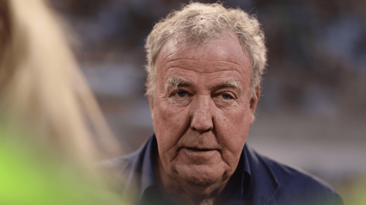 Jeremy Clarkson looks on during a visit to the F1 grid in Bahrain