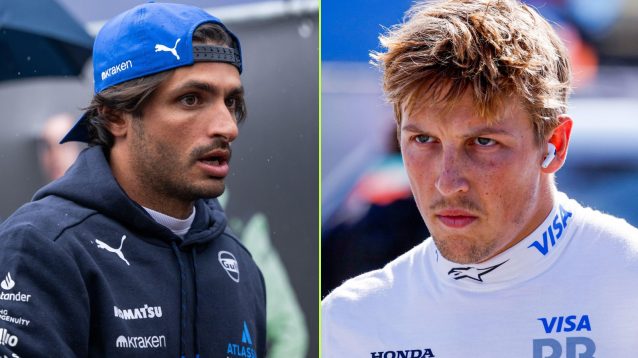 On the left, Williams driver Carlos Sainz, and on the right, Racing Bulls' Liam Lawson.
