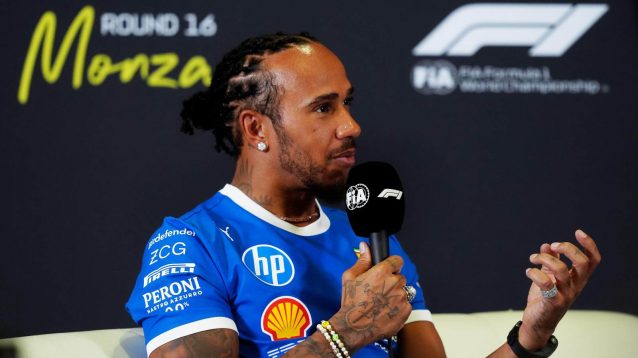 Lewis Hamilton at the Italian Grand Prix press conference.