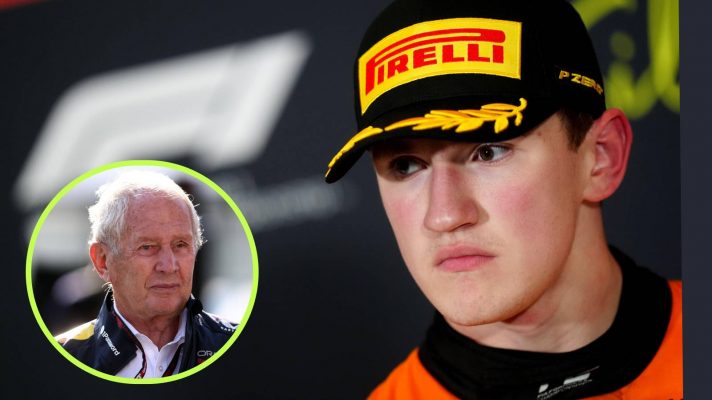 McLaren junior Alex Dunne and Red Bull's Helmut Marko.