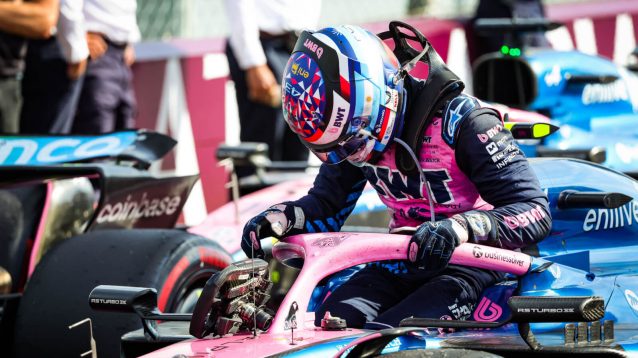 Franco Colapinto climbs out of his Alpine