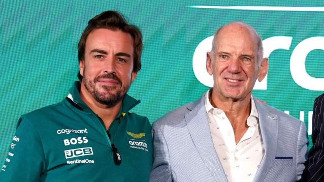 Fernando Alonso alongside Adrian Newey.