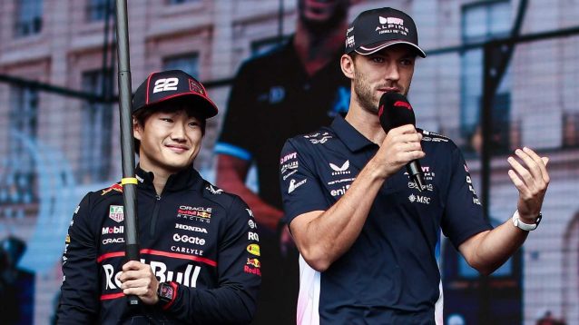 Yuki Tsunoda alongside Pierre Gasly.