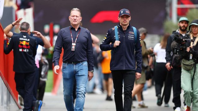F1 news: Jos Verstappen walks with Max Verstappen in Baku.